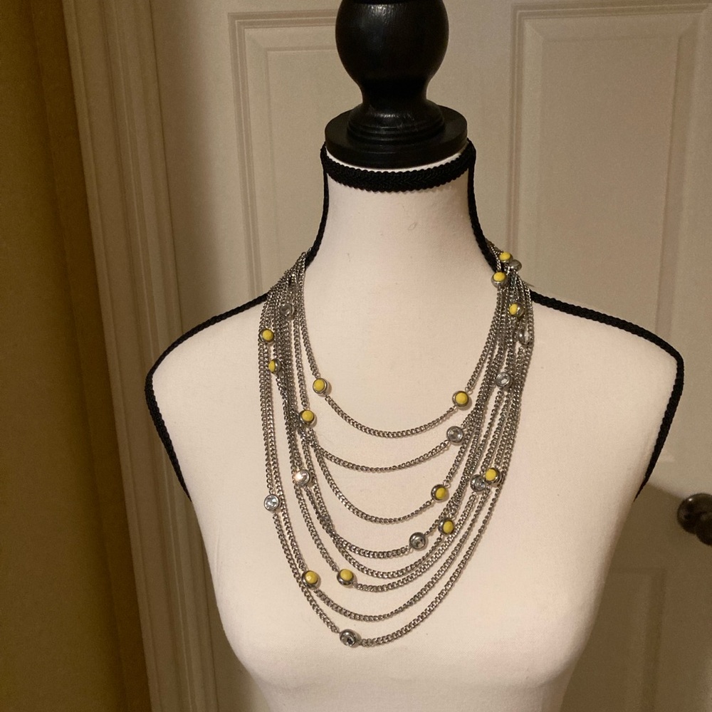 Yellow Clear Beads Multi Strand